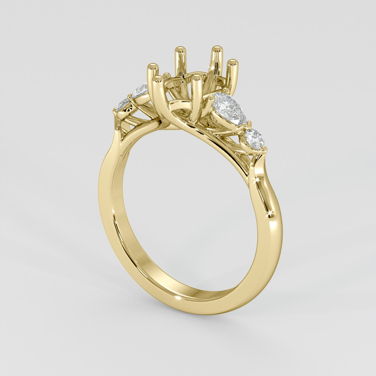 14K Yellow Gold Accent Stones Ring Setting