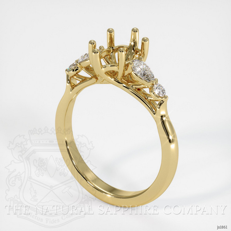 18K Yellow Gold Accent Stones Ring Setting