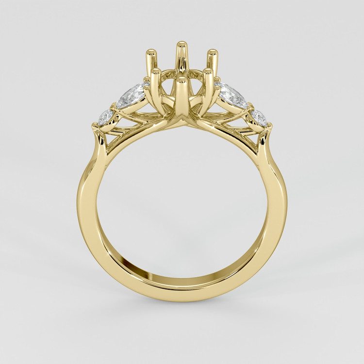 18K Yellow Gold Accent Stones Ring Setting