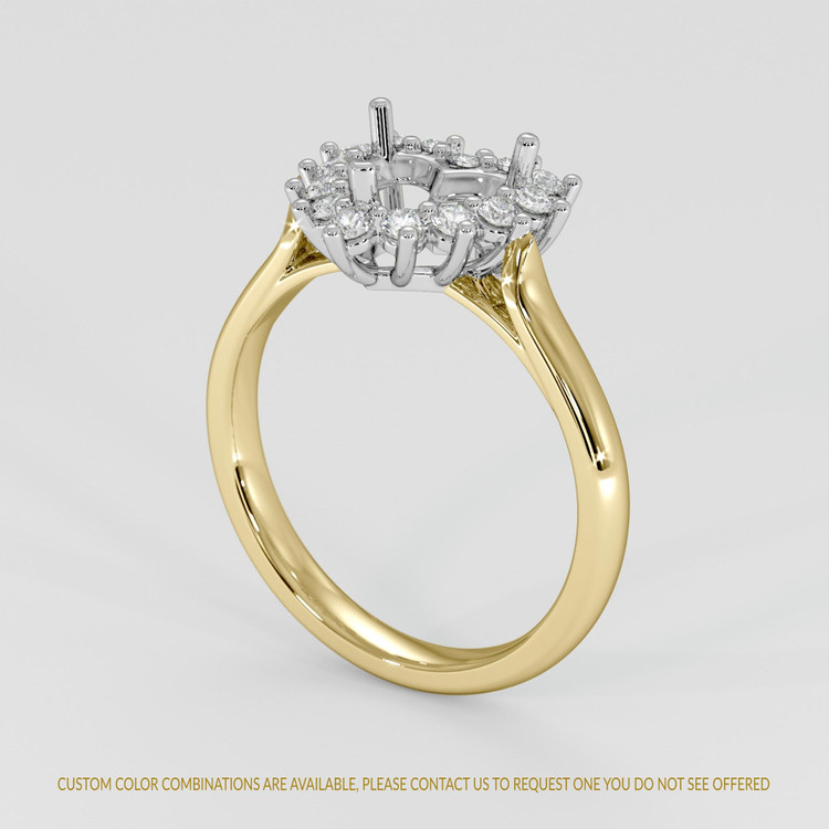 18K White & Yellow Antique Style Ring Setting