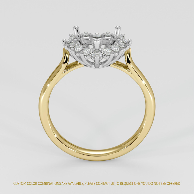 18K White & Yellow Antique Style Ring Setting