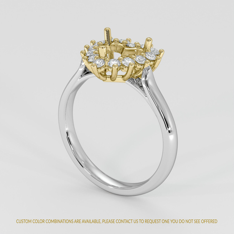 18K Yellow & White Antique Style Ring Setting