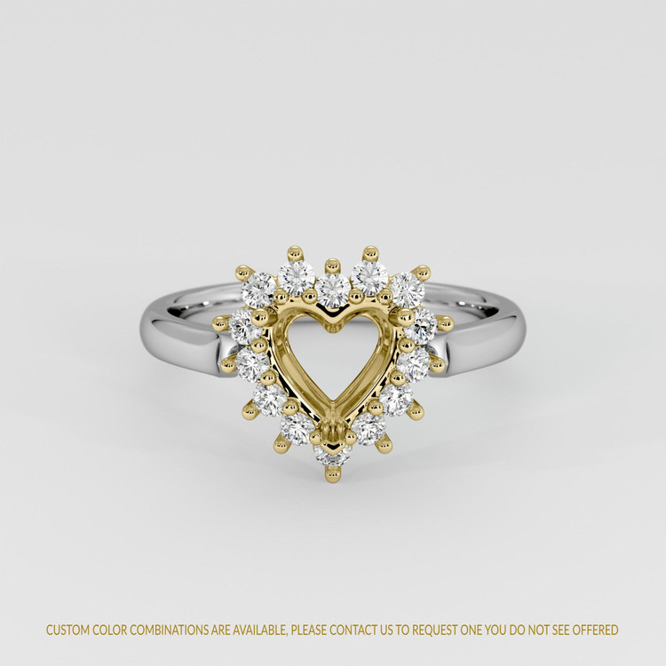 18K Yellow & White Antique Style Ring Setting