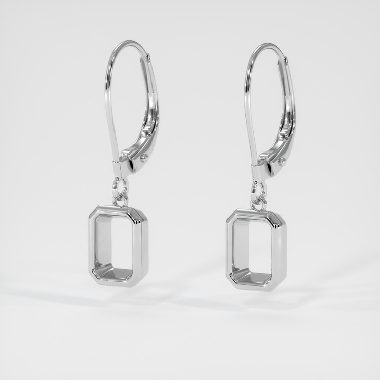 14K White Gold Bezel Earring Setting