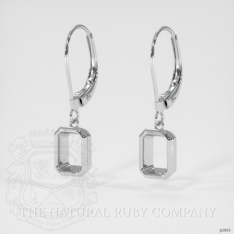 14K White Gold Bezel Earring Setting