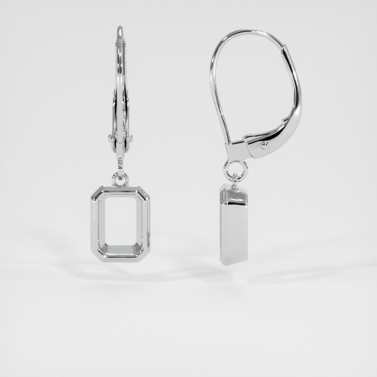 14K White Gold Bezel Earring Setting