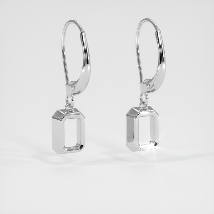 14K White Gold Bezel Earring Setting