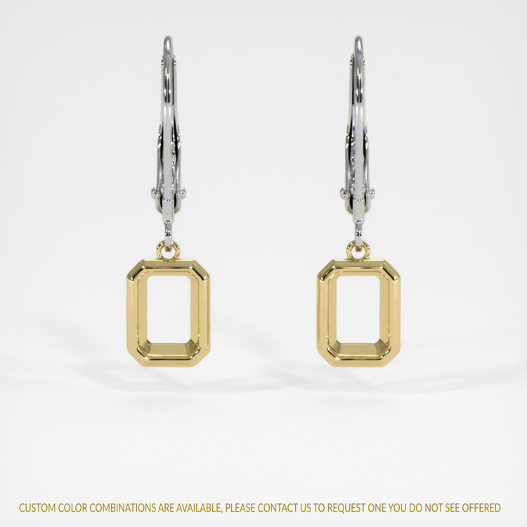 14K Yellow & White Bezel Earring Setting