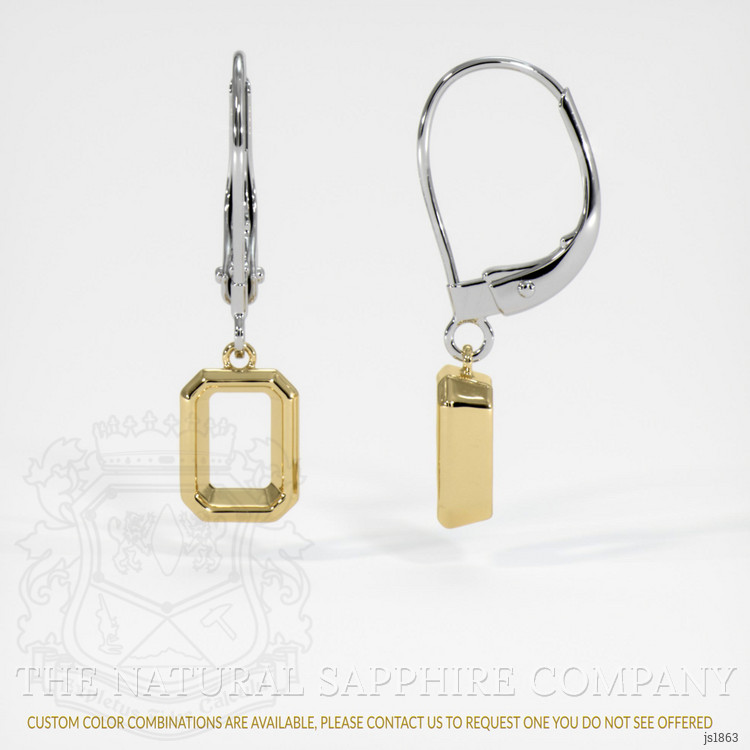 14K Yellow & White Bezel Earring Setting