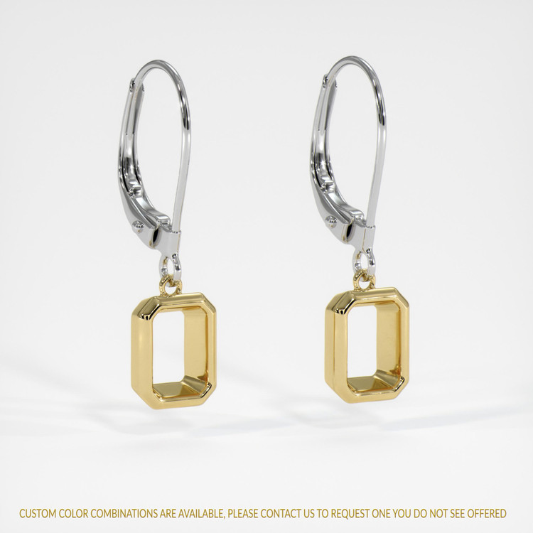 14K Yellow & White Bezel Earring Setting