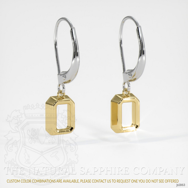 14K Yellow & White Bezel Earring Setting