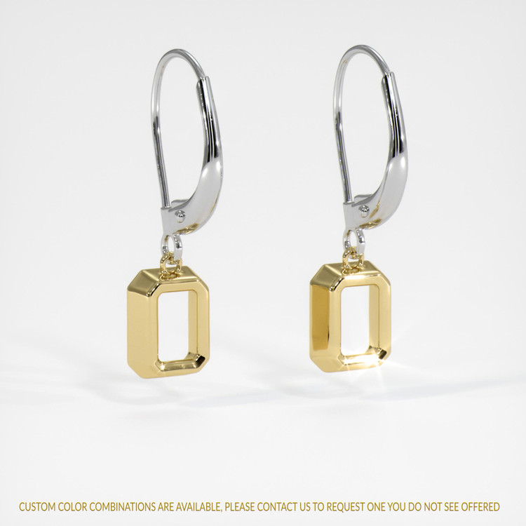 14K Yellow & White Bezel Earring Setting