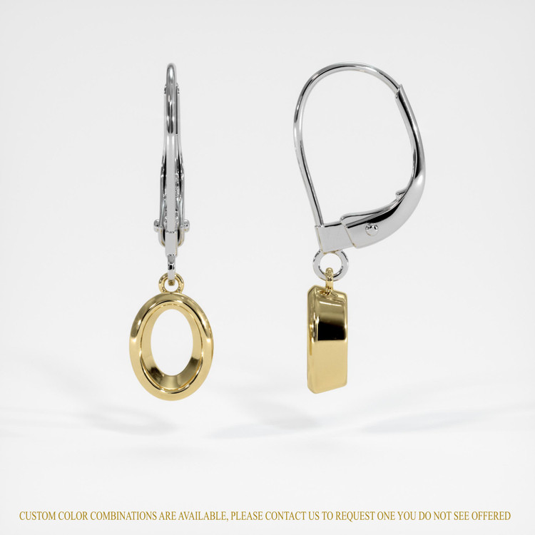 14K Yellow & White Bezel Earring Setting