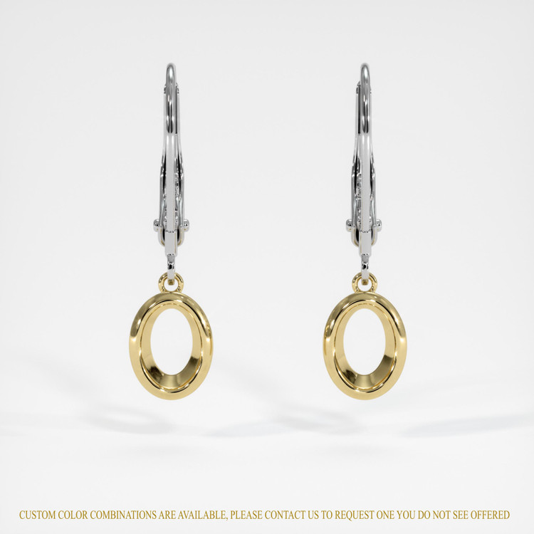 14K Yellow & White Bezel Earring Setting