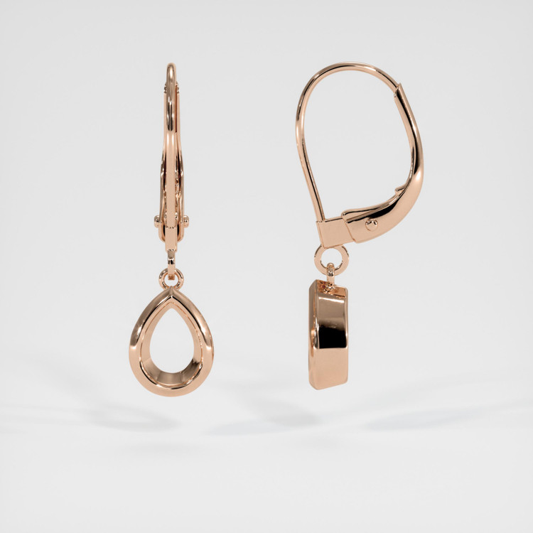 14K Rose Gold Bezel Earring Setting