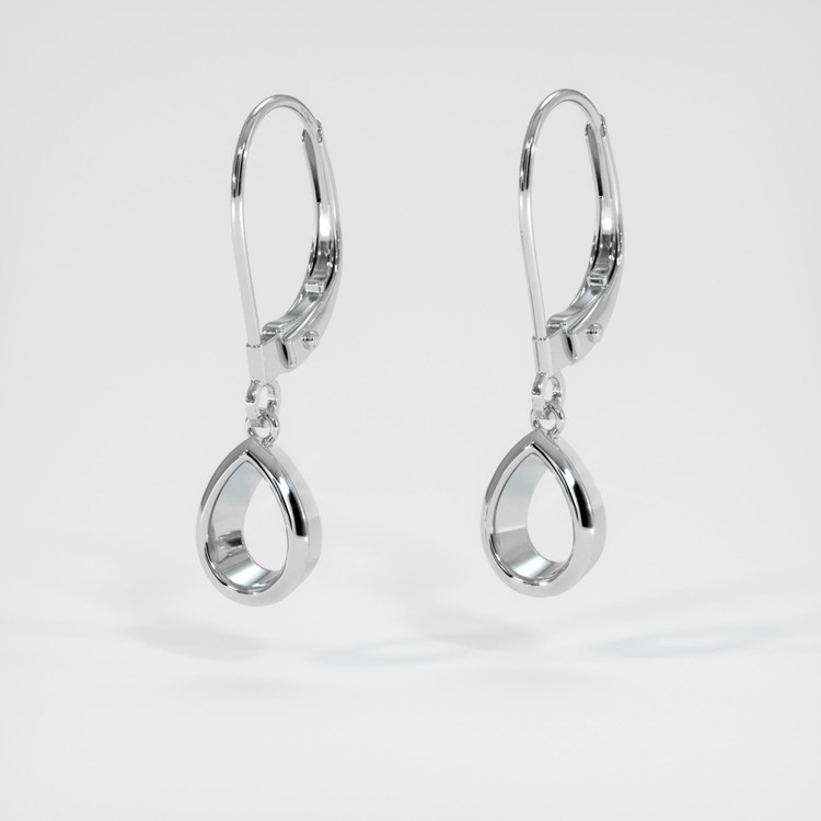 14K White Gold Bezel Earring Setting