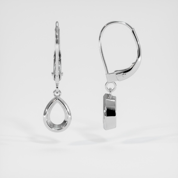 14K White Gold Bezel Earring Setting