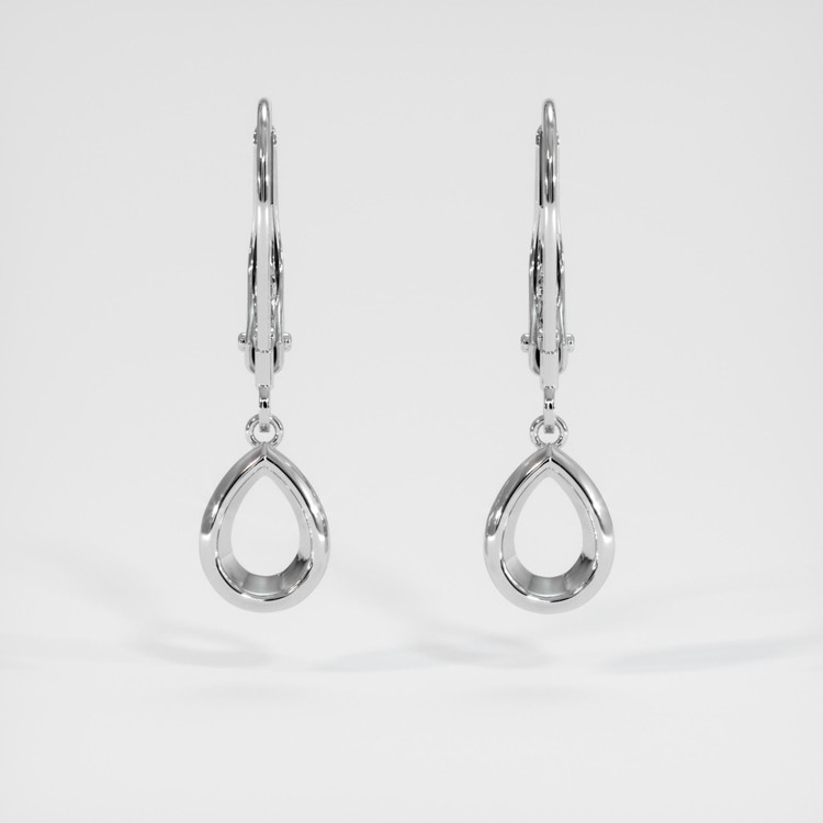 14K White Gold Bezel Earring Setting
