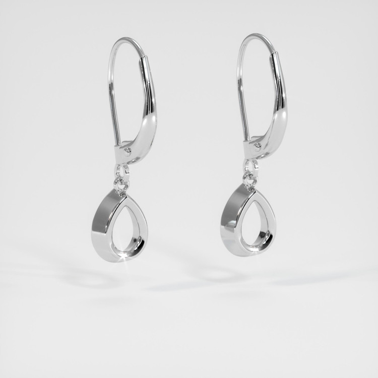 14K White Gold Bezel Earring Setting