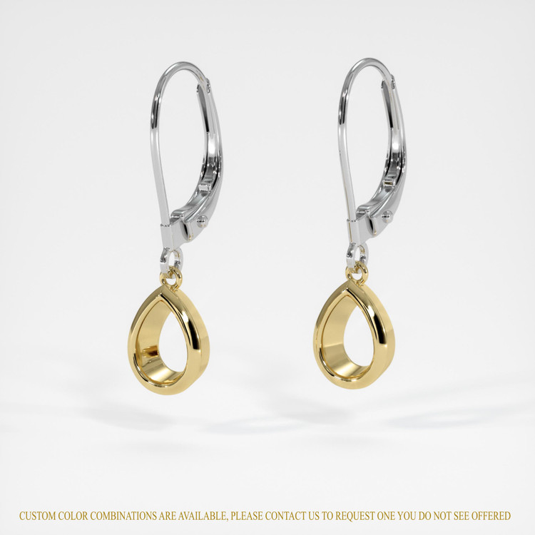 14K Yellow & White Bezel Earring Setting