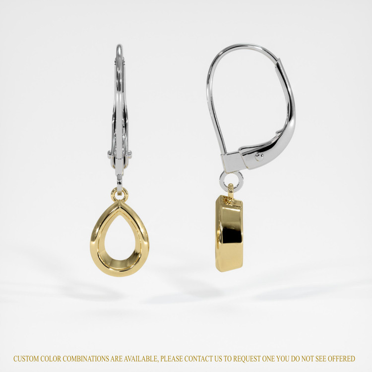 14K Yellow & White Bezel Earring Setting