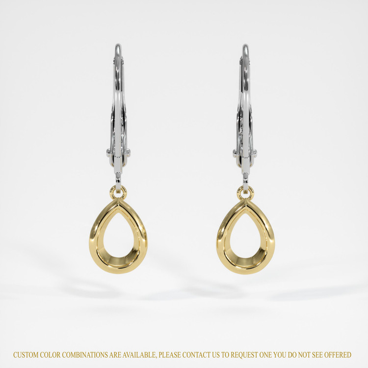 14K Yellow & White Bezel Earring Setting