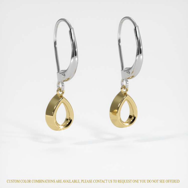 14K Yellow & White Bezel Earring Setting