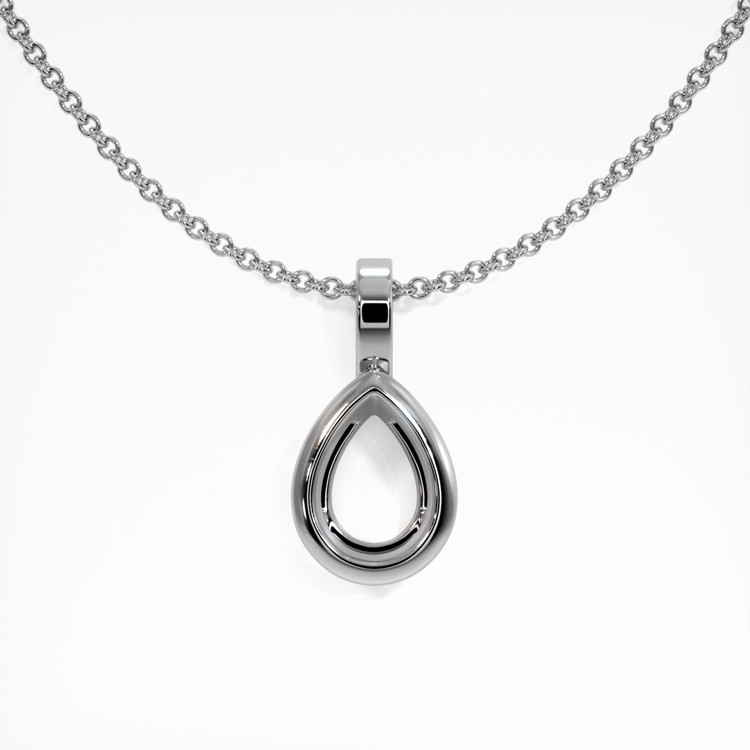 14K White Gold Bezel Pendant Setting