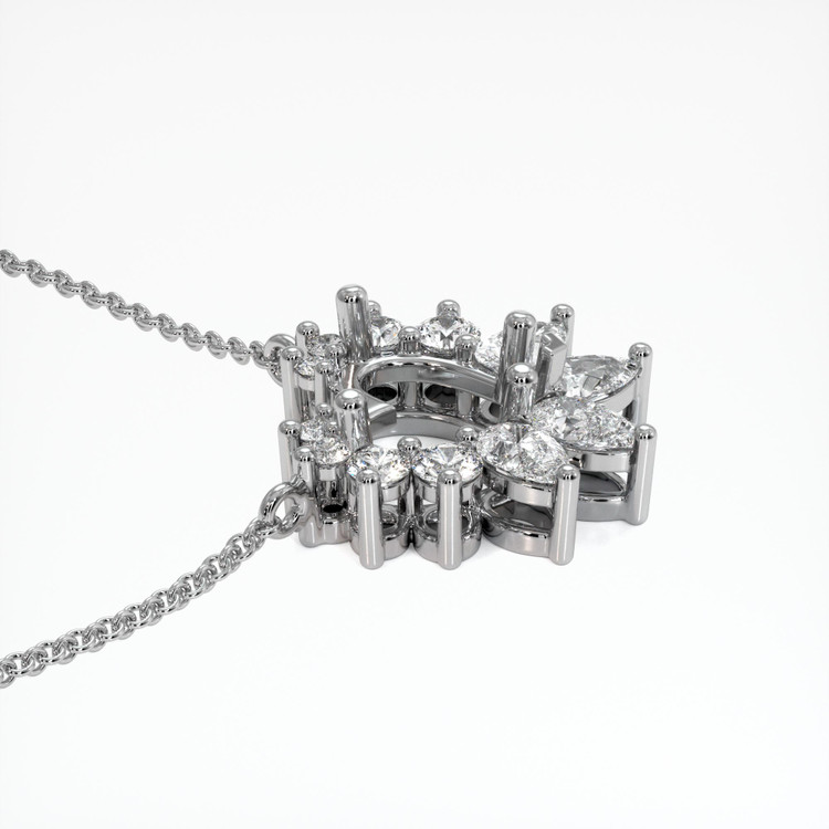 14K White Gold Halo Pendant Setting