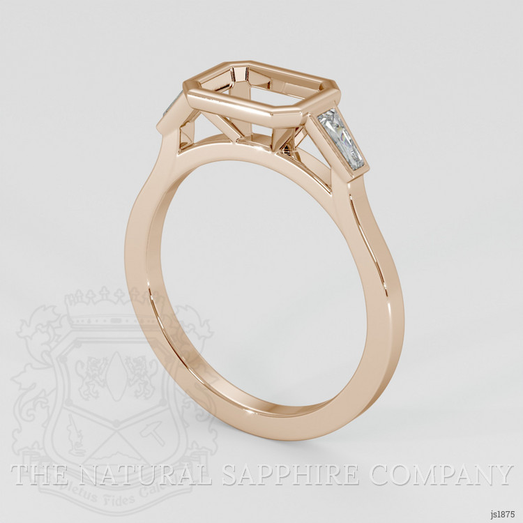 14K Rose Gold Three Stone Ring Setting