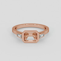 14K Rose Gold Three Stone Ring Setting Image