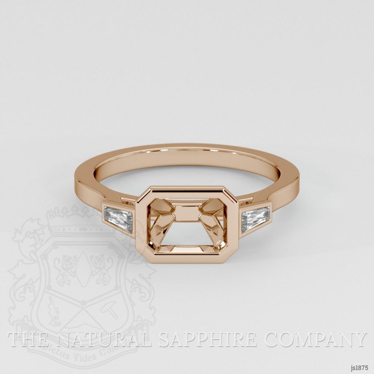 14K Rose Gold Three Stone Ring Setting
