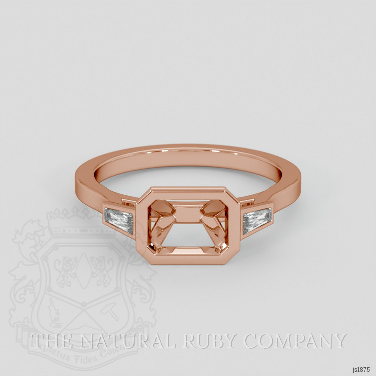 14K Rose Gold Three Stone Ring Setting