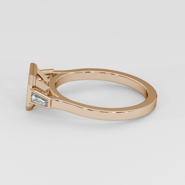 14K Rose Gold Three Stone Ring Setting