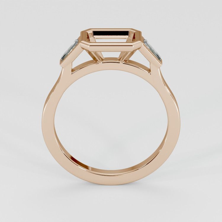 14K Rose Gold Three Stone Ring Setting