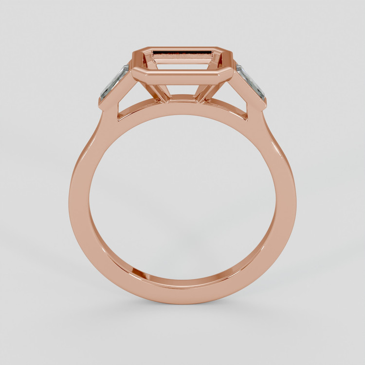 14K Rose Gold Three Stone Ring Setting