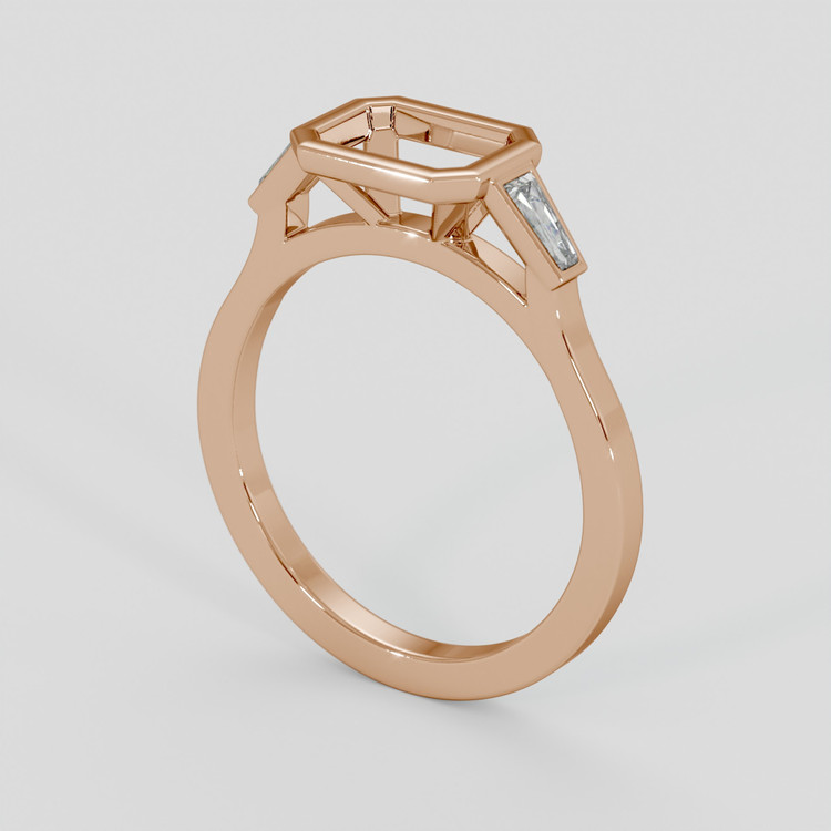 18K Rose Gold Three Stone Ring Setting