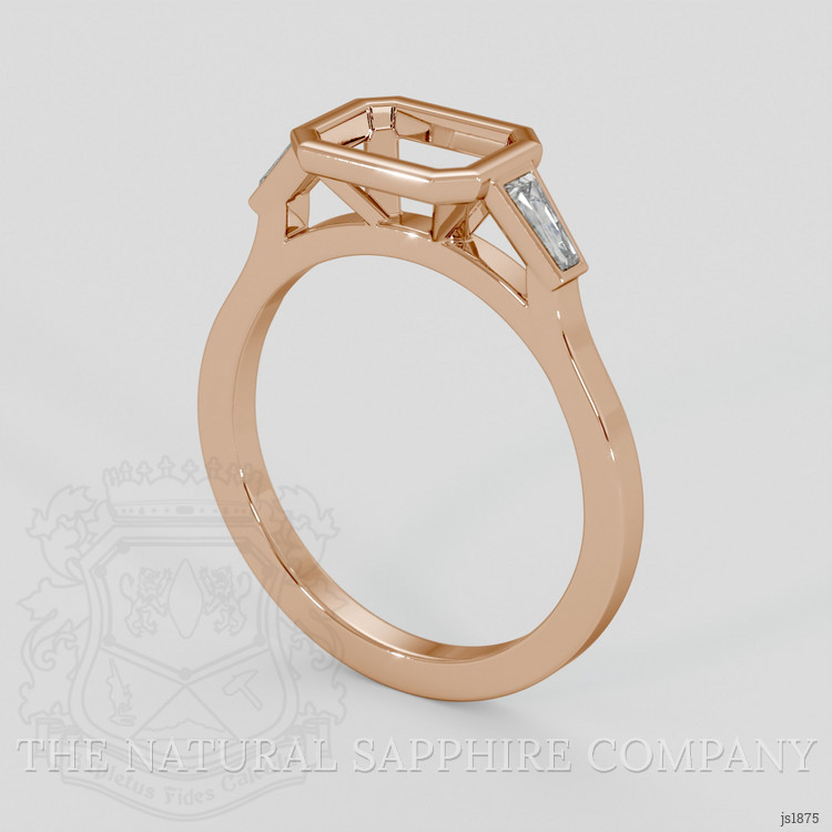 18K Rose Gold Three Stone Ring Setting