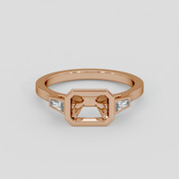 18K Rose Gold Three Stone Ring Setting Image