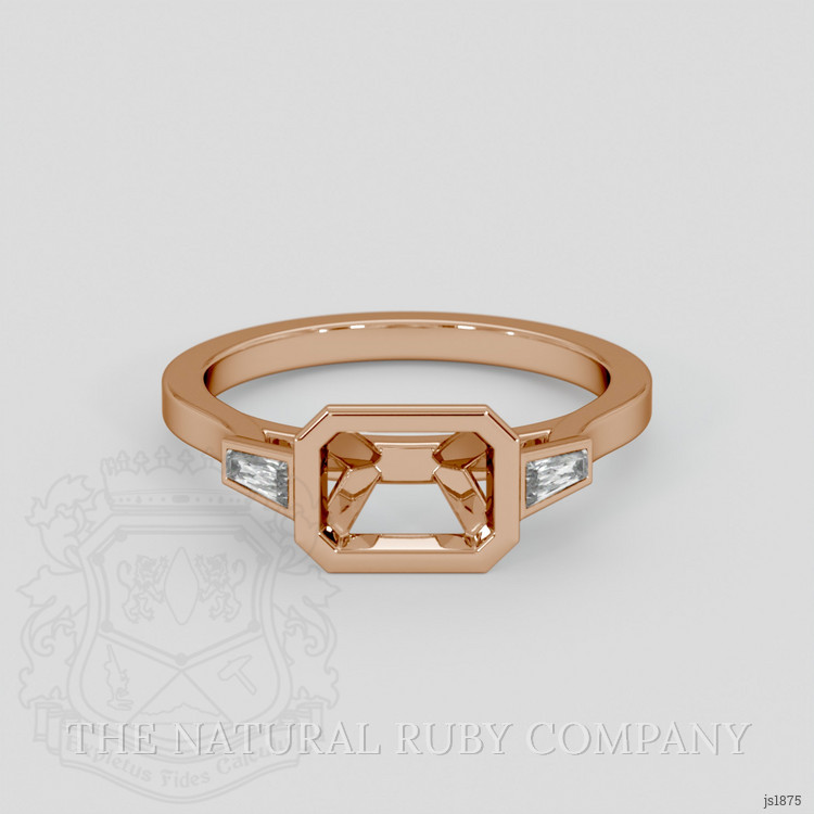 18K Rose Gold Three Stone Ring Setting