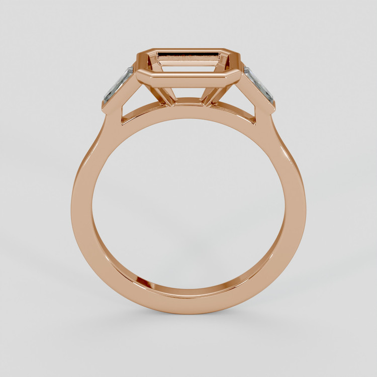 18K Rose Gold Three Stone Ring Setting