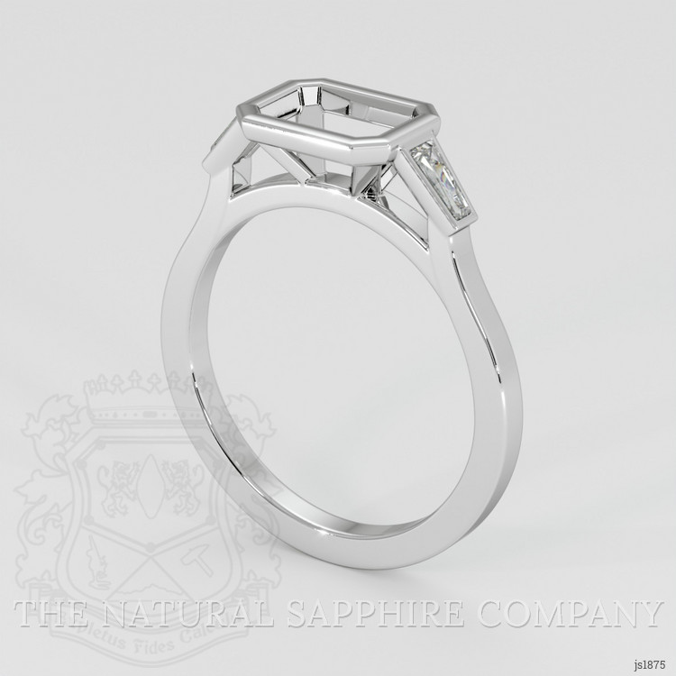 14K White Gold Three Stone Ring Setting