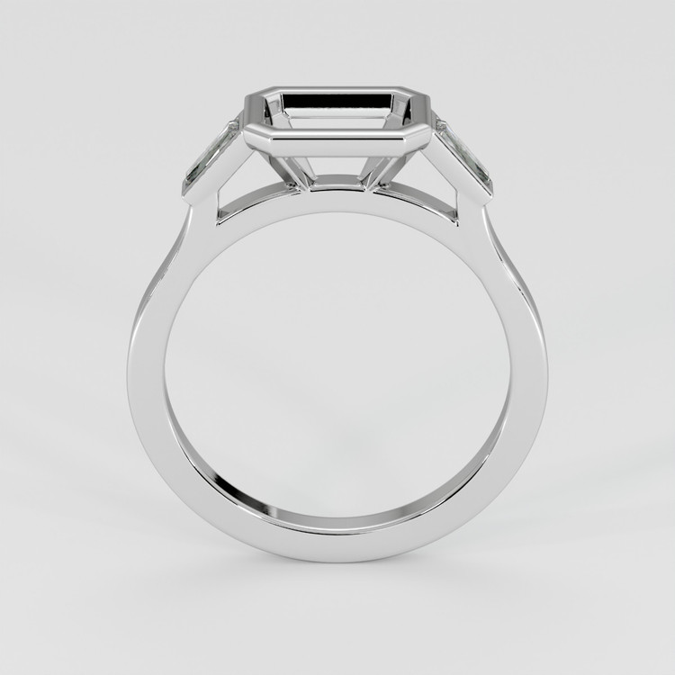 14K White Gold Three Stone Ring Setting