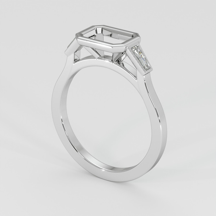 18K White Gold Three Stone Ring Setting