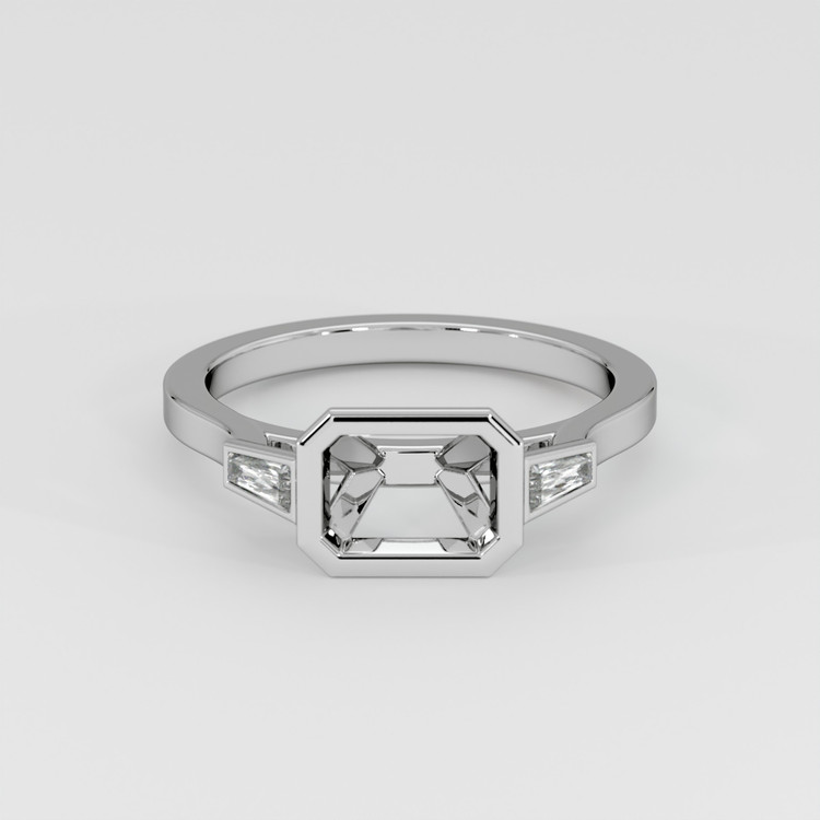 18K White Gold Three Stone Ring Setting