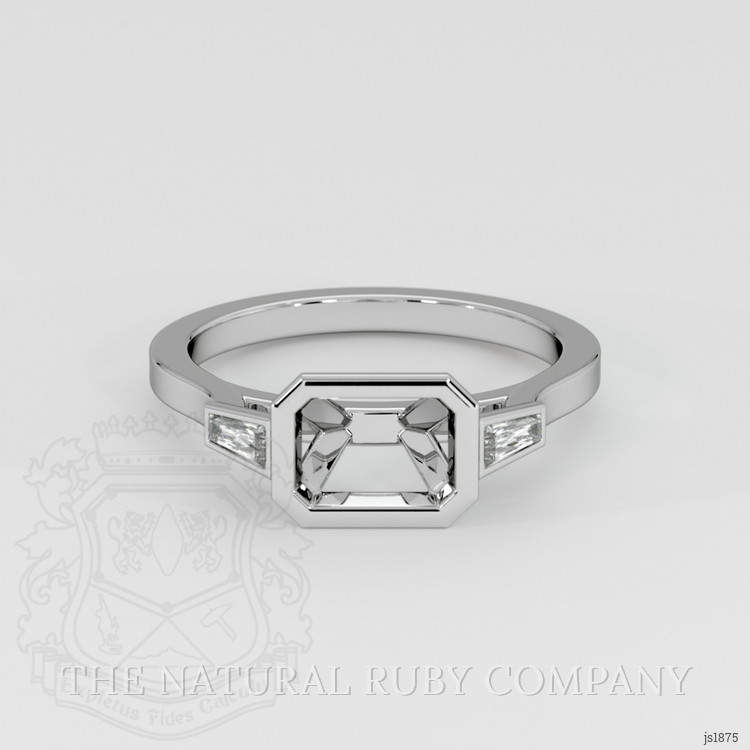 18K White Gold Three Stone Ring Setting