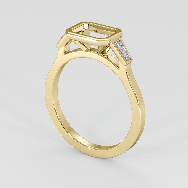 14K Yellow Gold Three Stone Ring Setting