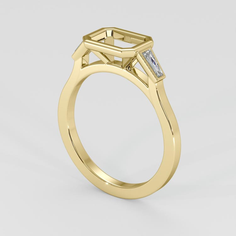 18K Yellow Gold Three Stone Ring Setting