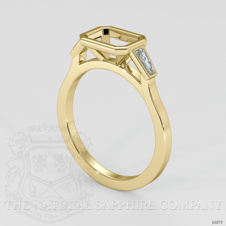 18K Yellow Gold Three Stone Ring Setting
