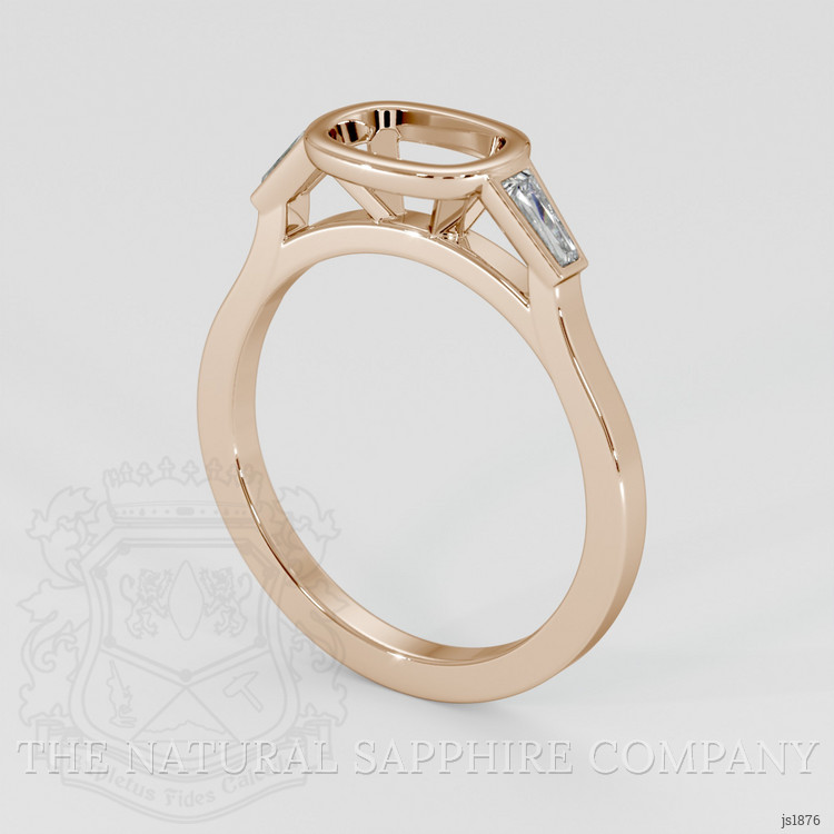 14K Rose Gold Three Stone Ring Setting